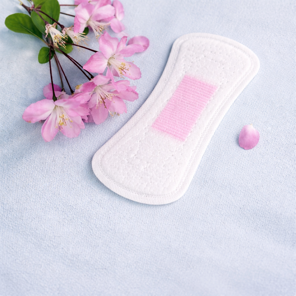 delicate pantyliner on soft fabric