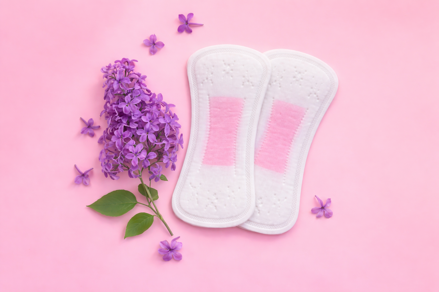 soft pastel essentials on pink background